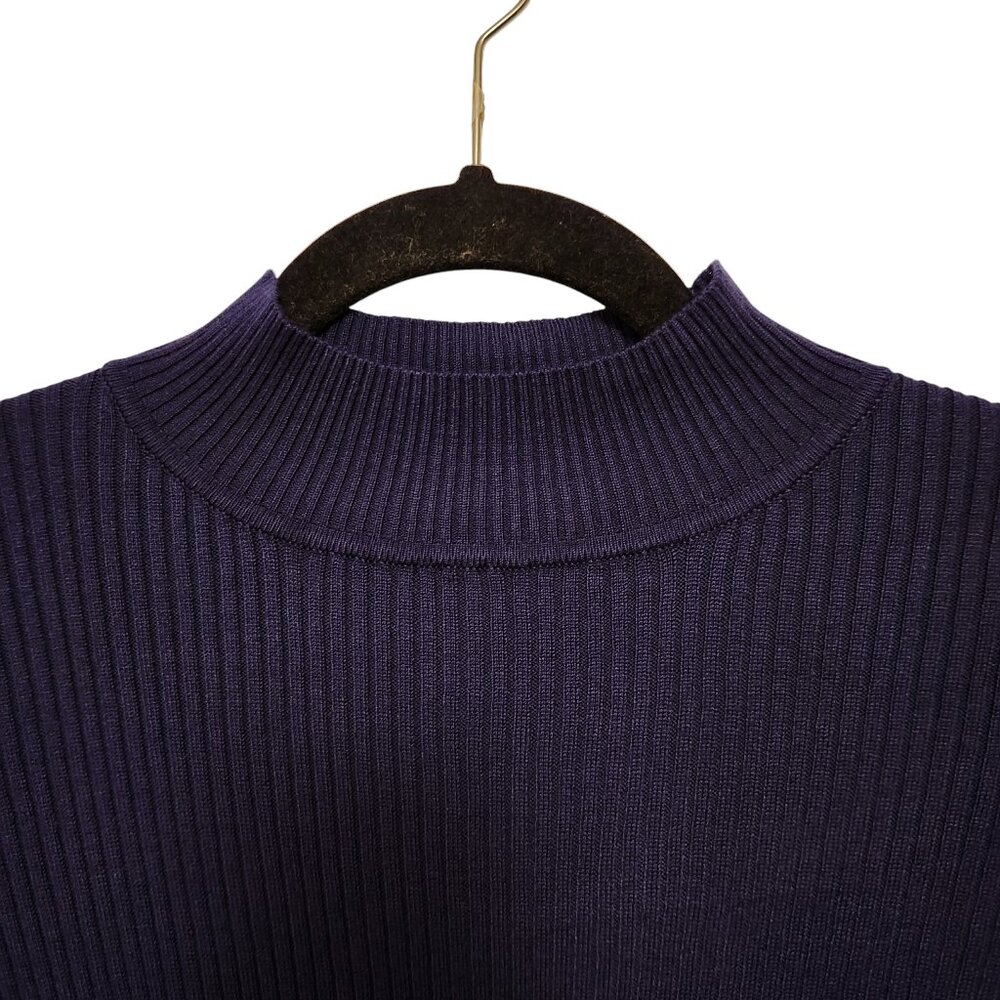 Hippie Rose Bellbottom Blue Ribbed Knit Mock Neck Top Size Small - Picture 3 of 9